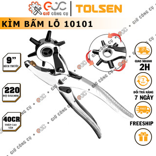 Kìm bấm lỗ thắt lưng, bấm dây da đồng hồ, dây nịt, bìa cứng…9’’/220mm 10101. kềm bấn lỗ 6 size chính hãng tolsen