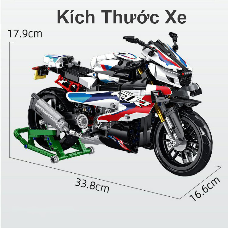 Đồ Chơi Lắp Ráp Kiểu Lego Mô Hình Trưng Bày Xe Máy Motor BMW S1000RR Tỉ Lệ 1:8 Model S672004 Với 912+ Mảnh Ghép