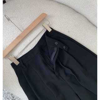 Quần tây suông dài ống rộng đen basic Freesize eo < 69cm