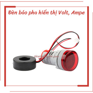 Đèn báo pha hiển thị Volt và Ampe phi 22, led báo Volt Ampe