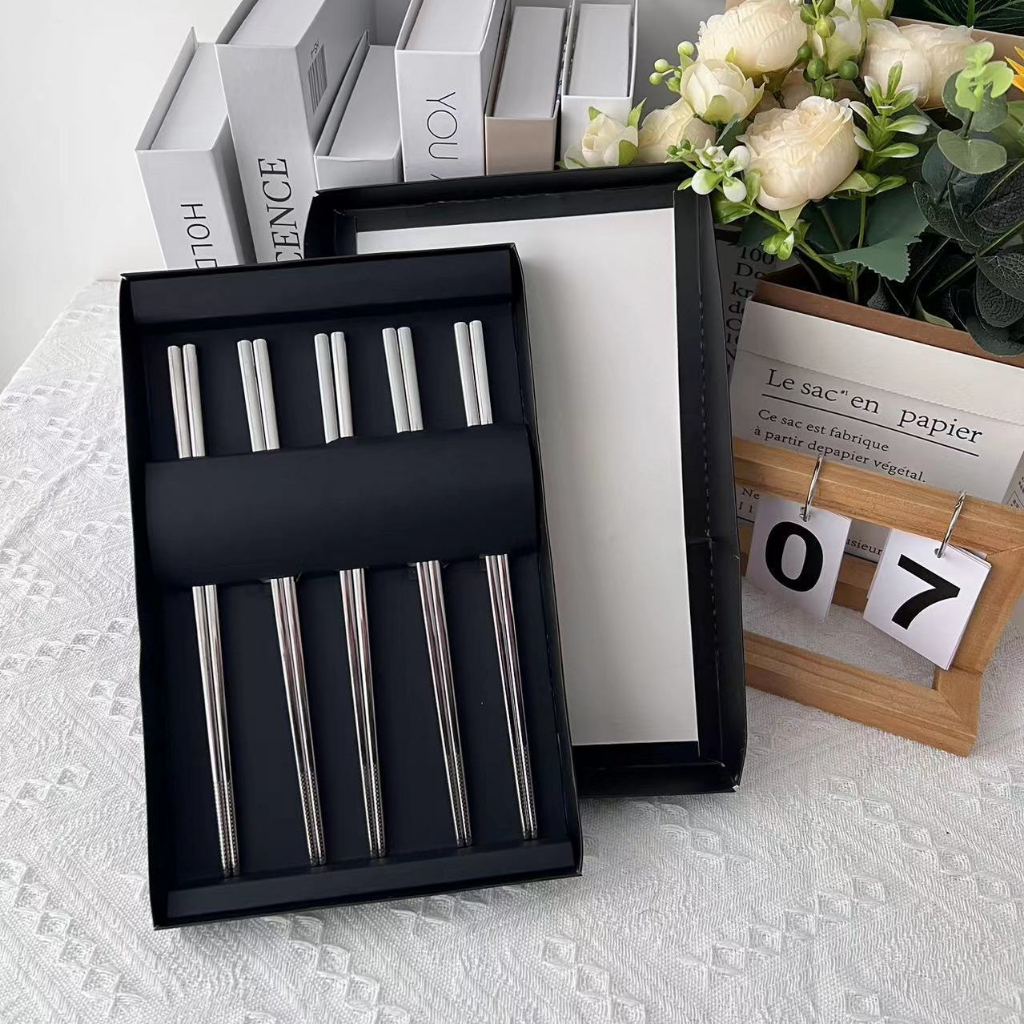 Set 5 Đôi Đũa Ăn Inox Cao Cấp - 5 Đôi Đũa Inox Chống Trượt