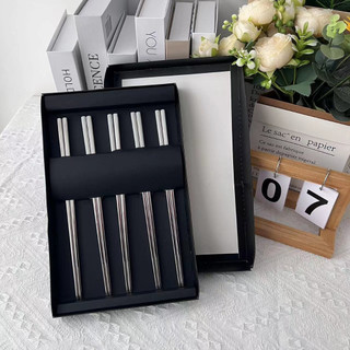Set 5 đôi đũa ăn inox cao cấp - 5 đôi đũa inox chống trượt