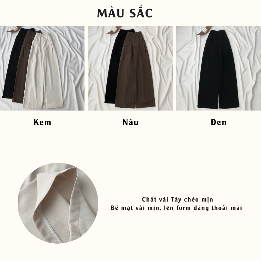 Quần vải dài ống suông nữ chất vải tây chéo mịn CONI 2995 - Jemcloset