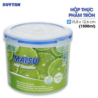 Hộp đựng thực phẩm tròn nhựa DUY TÂN Matsu 1500ml (15.8 x 15.8 x 12.6 cm) - 03451