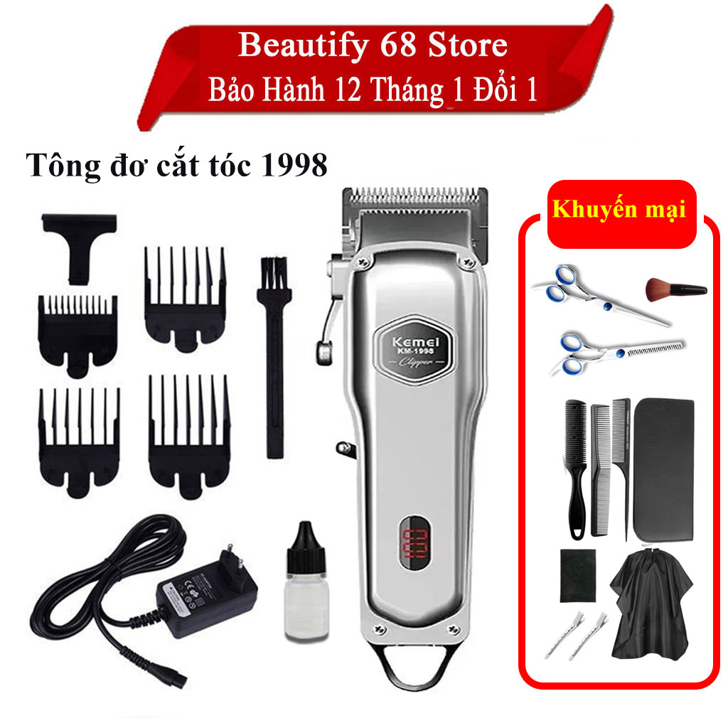 Tông đơ cắt tóc Kemei 1998, Tông đơ Thân Nhôm Nguyên Khối Chuyên Nghiệp Cho Salon Và Gia Đình
