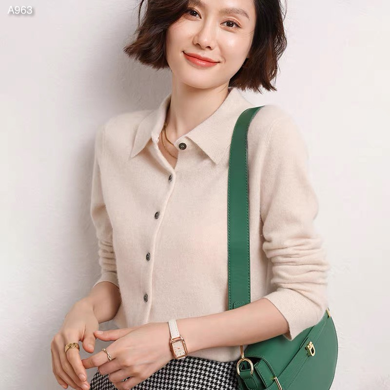 Áo len cúc cổ sơ mi A963
