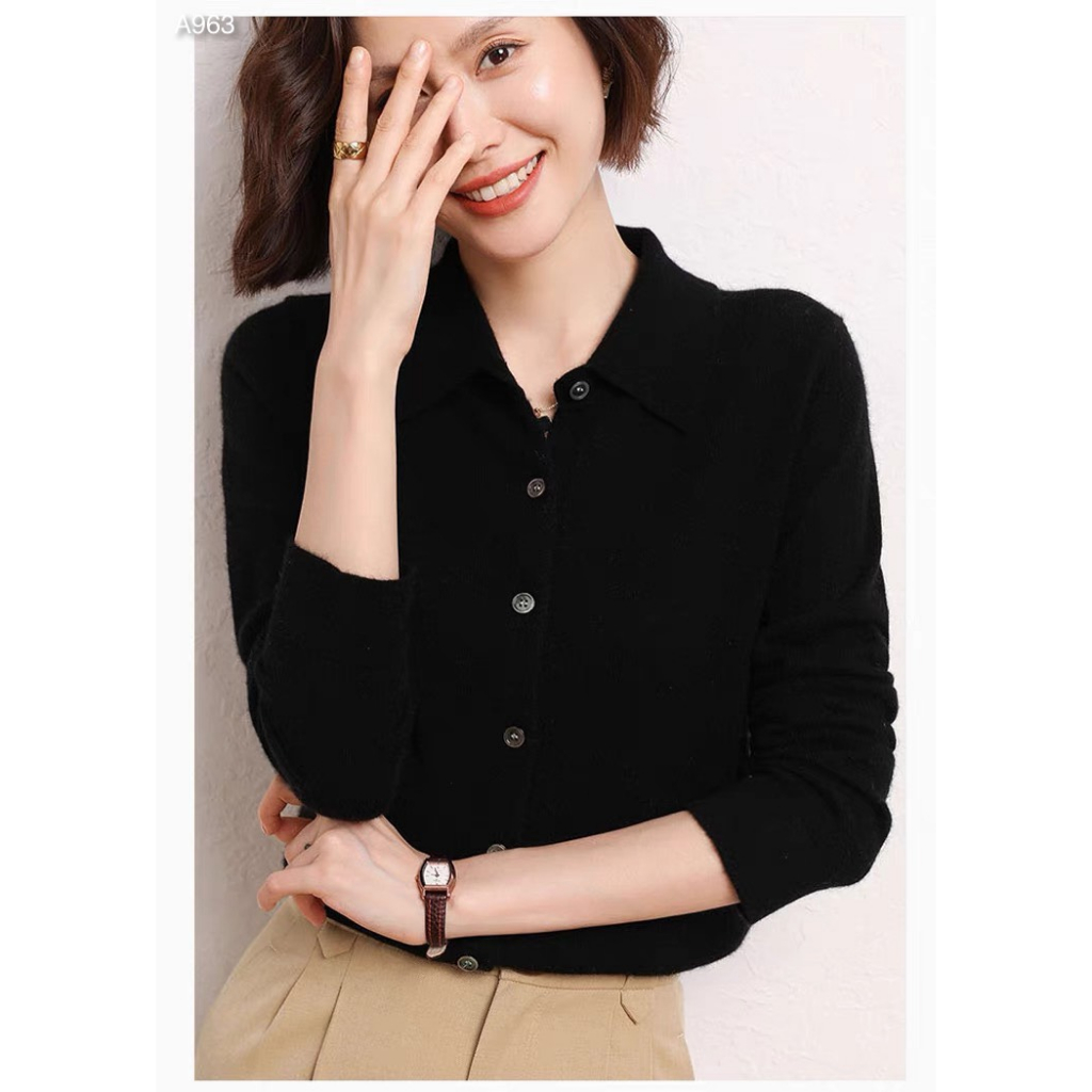 Áo len cúc cổ sơ mi A963