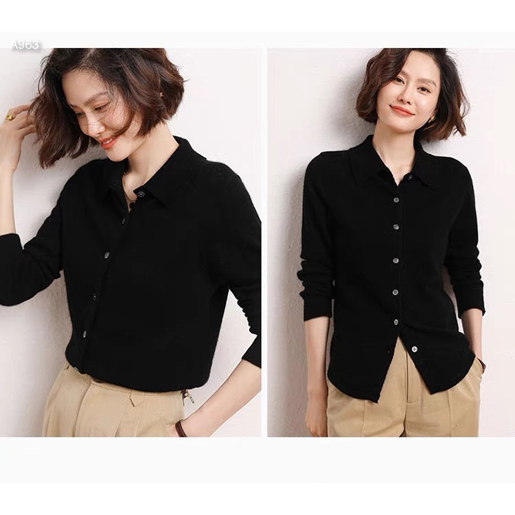 Áo len cúc cổ sơ mi A963