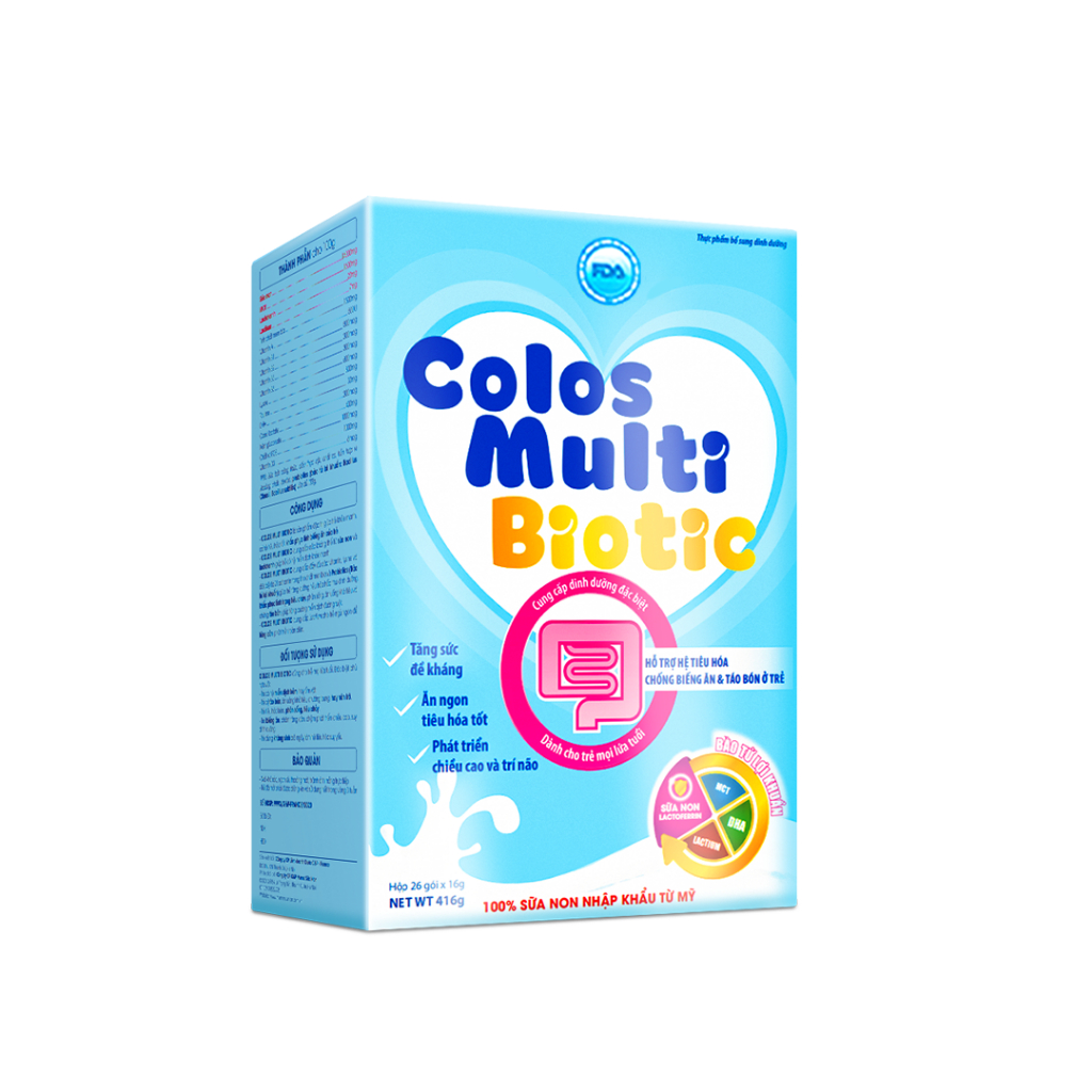 [COLOS03  -10% đơn 600K]Sữa non Colosmulti Biotic hộp 26 gói x 16g chuyên biệt cho trẻ táo bón, tiêu hóa kém