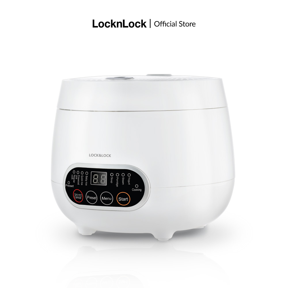 Nồi cơm điện kỹ thuật số Lock&Lock Digital Rice Cooker 0.8L Màu trắng EJR326WHT