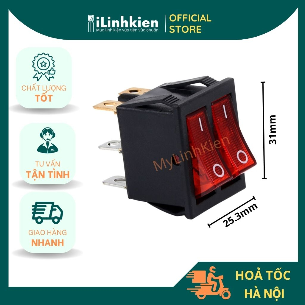 Công tắc đôi bập bênh KCD6-212N 15A 250V 6 chân chất lượng cao