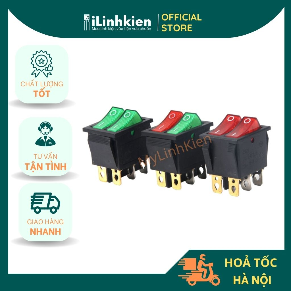 Công tắc đôi bập bênh KCD6-212N 15A 250V 6 chân chất lượng cao