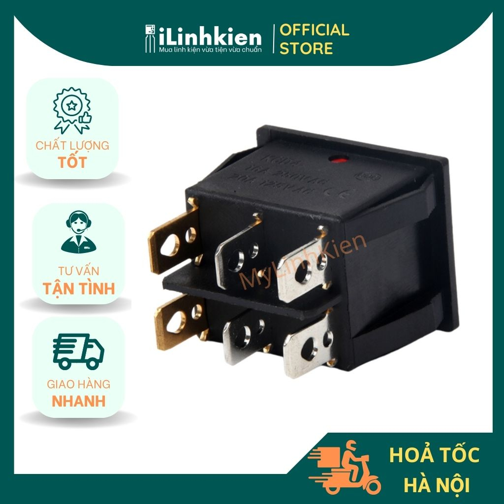 Công tắc đôi bập bênh KCD6-212N 15A 250V 6 chân chất lượng cao