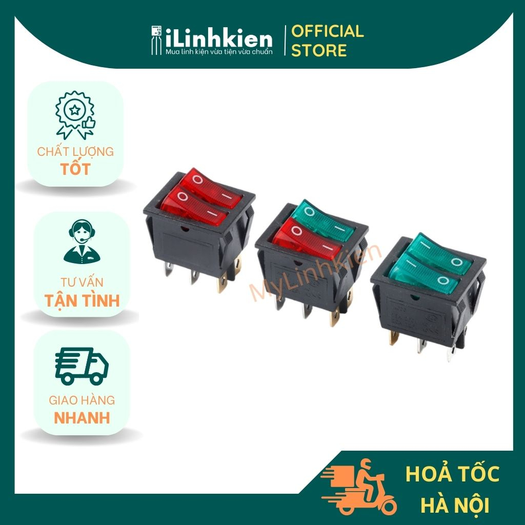 Công tắc đôi bập bênh KCD6-212N 15A 250V 6 chân chất lượng cao