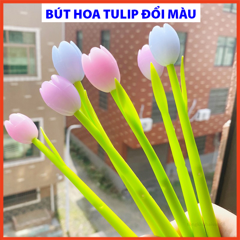 Bút Bi hoa tulip đổi màu ngòi bút 0.5mm bút hoa tulip đổi màu dưới nắng dễ thương cute