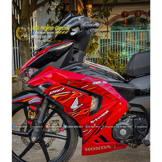 Tem lửa dán xe winner x v3 màu đỏ hrc, đỏ đen