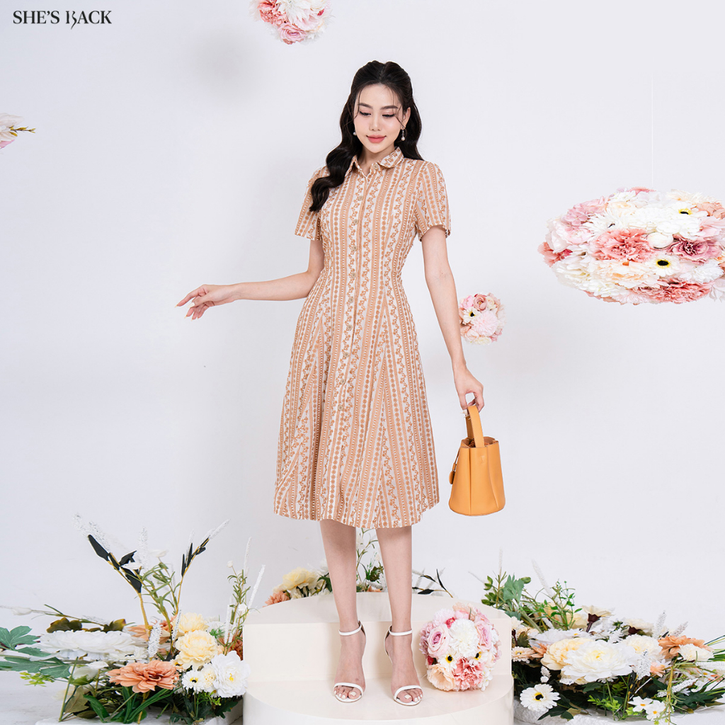 Đầm Xòe SHE'S BACK Bổ Mảnh Cổ Đức S63L23Q046