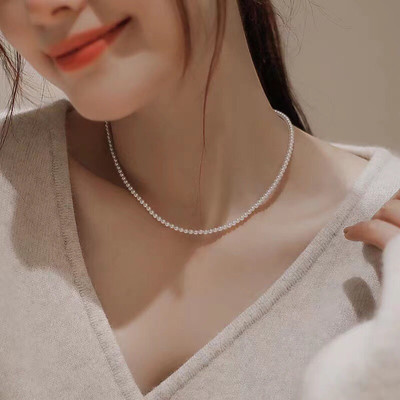 Dây Chuyền Ngọc Trai Hạt 3ly Tròn Bóng Vòng Cổ Hạt Trai Nước Ngọt - Ngọc Trai Trường Thịnh