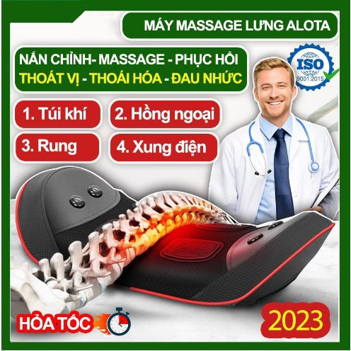 Máy massage lưng ALOTA M56 kết hợp 4 công nghệ massage lưng giảm đau nhức thoái hóa thoái vị