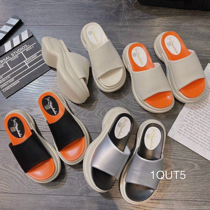 Dép Bánh Mì Đế Thô Da Trơn To Phối Màu Siêu Êm Đẹp