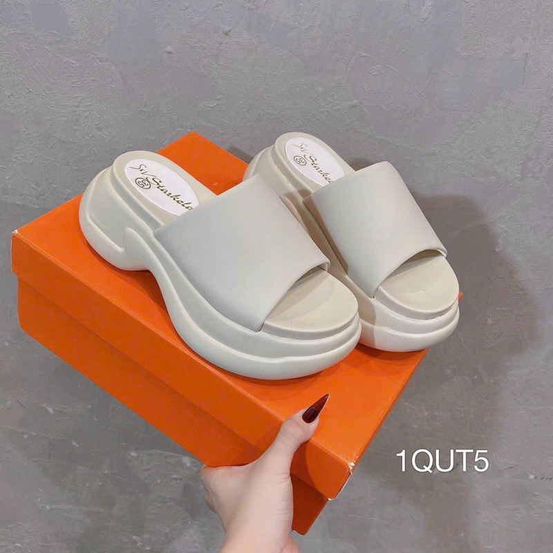 Dép Bánh Mì Đế Thô Da Trơn To Phối Màu Siêu Êm Đẹp