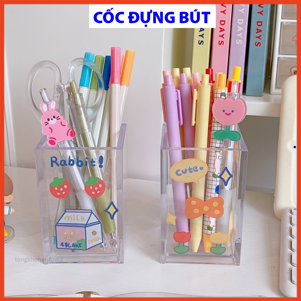 Cốc đựng bút trong suốt đa năng ,Hộp bút trong suốt acrylic, đồ trang điểm thiết kế đơn giản