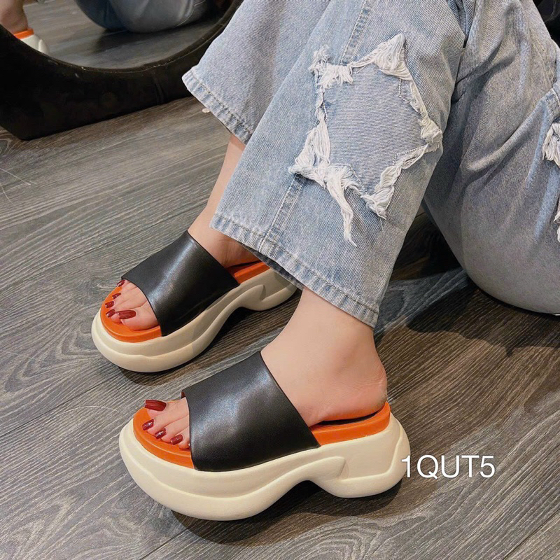 Dép Bánh Mì Đế Thô Da Trơn To Phối Màu Siêu Êm Đẹp