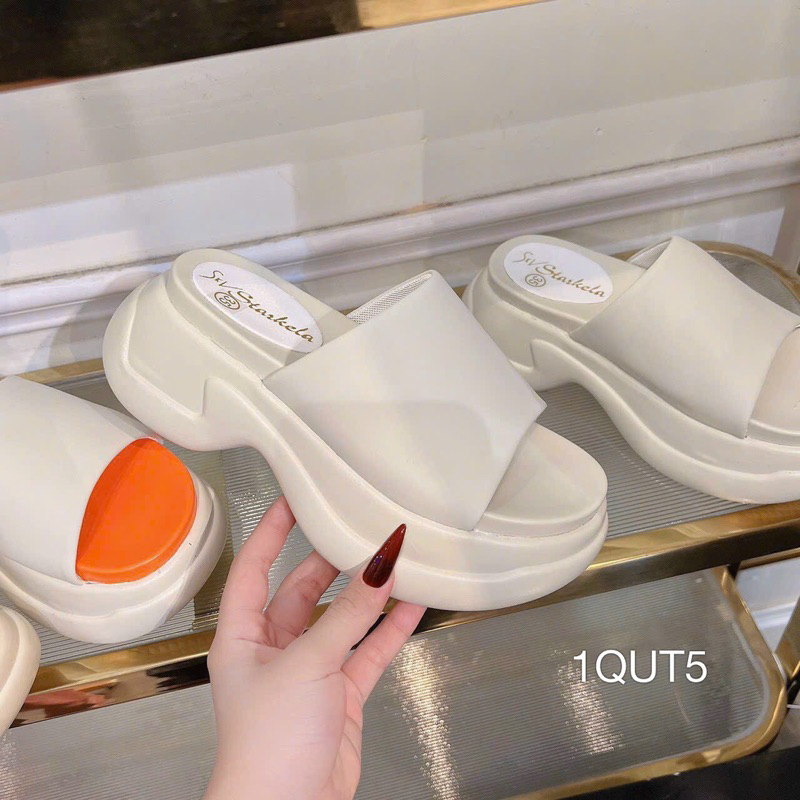 Dép Bánh Mì Đế Thô Da Trơn To Phối Màu Siêu Êm Đẹp