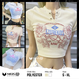(Sẵn be, trắng) Áo thun croptop nữ cộc tay cổ tròn đen trắng in chữ phong cách Hàn Quốc tập gym sexy dance