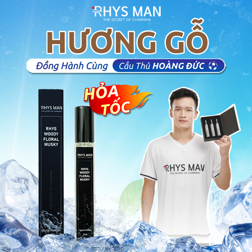 Nước hoa RHYS MAN Rhys Woody Floral Musky hương gỗ thu hút, phóng khoáng 10ml