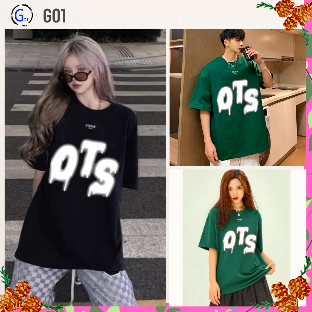 Áo thun tay lỡ unisex OTS nam nữ form rộng thoáng mát - Áo phông G01
