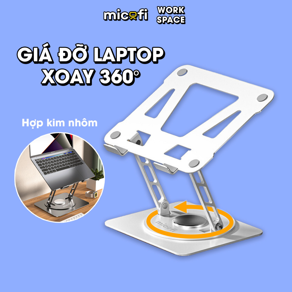 Giá Đỡ Laptop Micofi Ipad, Máy Tính Bảng, Kê Tablet Xoay 360 Độ, Nhôm, Tản Nhiệt, Gấp Gọn, Gaming