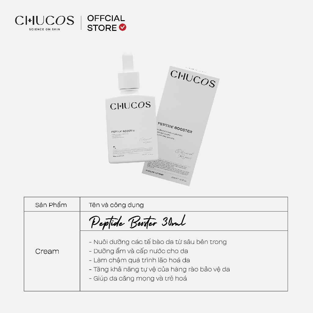 Tinh Chất Căng Bóng, Trẻ Hoá và Dưỡng Ẩm Da Chucos Peptide Booster