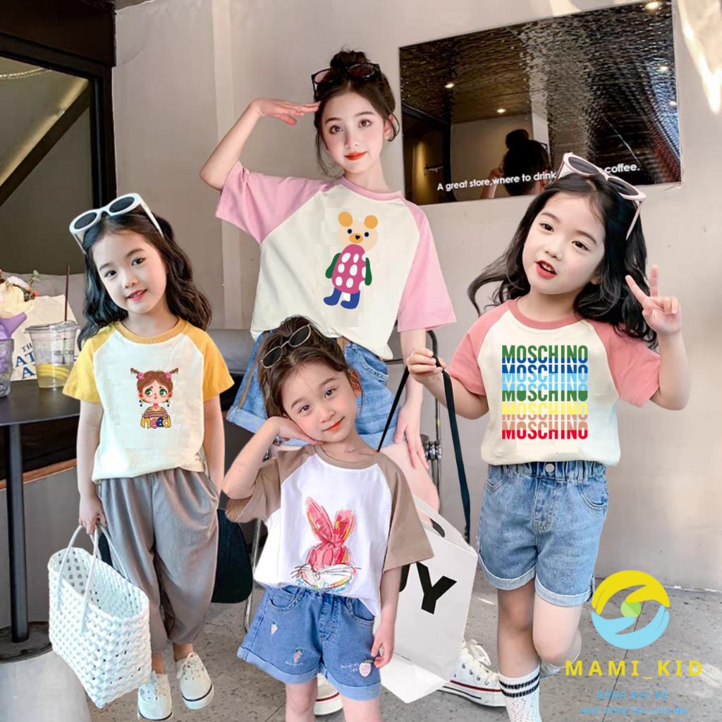 Áo Phông Cho Bé, Áo Thun Bé Gái Hình In cute, chất cotton 4 chiều mềm đẹp,,Mamikid