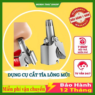 Dụng cụ cắt tỉa lông mũi bằng thép không gỉ lưỡi sắc bén hộp cao cấp, máy cắt lông mũi an toàn tiện lợi kèm cọ vệ sinh