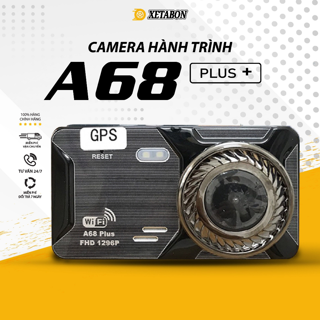 Camera hành trình ô tô A68 Plus XETABON có wifi kết nối qua điện thoại GPS hiển thị thông tin tốc độ, ghi hình trước sau | BigBuy360 - bigbuy360.vn