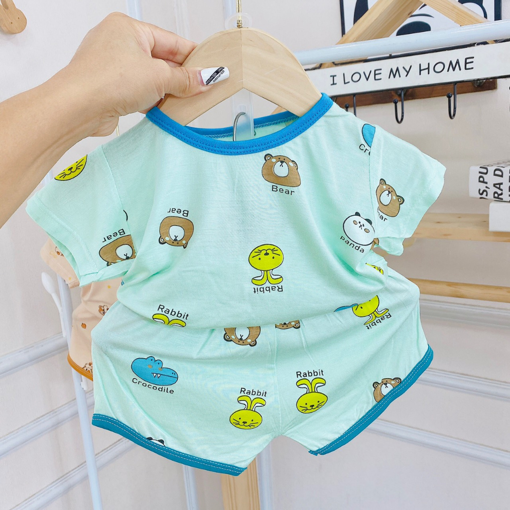 Bộ cộc tay cho bé trai gái MINKYMOM KWO, Bộ quần áo trẻ em chất vải thun lạnh co dãn 4 chiều cực mát dễ thấm mồ hôi