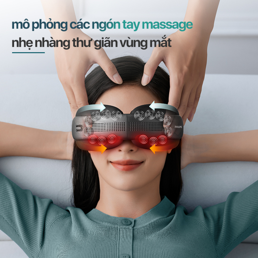 Máy massage mắt công nghệ VibWave chườm nóng 16 điểm tiếp xúc thương hiệu cao cấp Philips PPM5202E