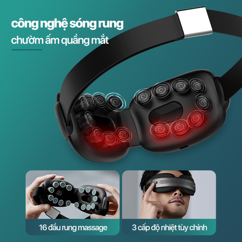 Máy massage mắt công nghệ VibWave chườm nóng 16 điểm tiếp xúc thương hiệu cao cấp Philips PPM5202E