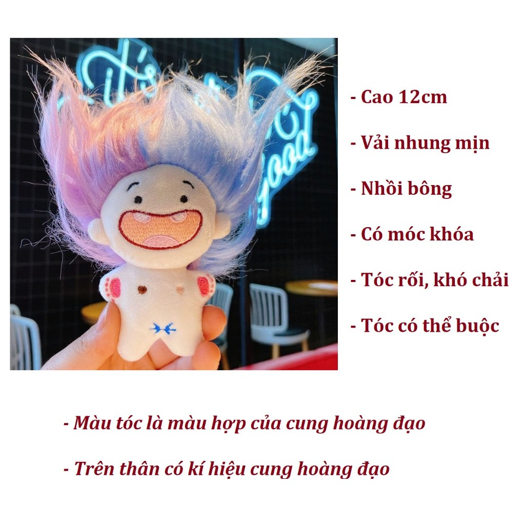 Búp Bê 12 Cung Hoàng Đạo/ 12 Chòm Sao - Móc Khóa Nhồi Bông Tóc Rối Bù