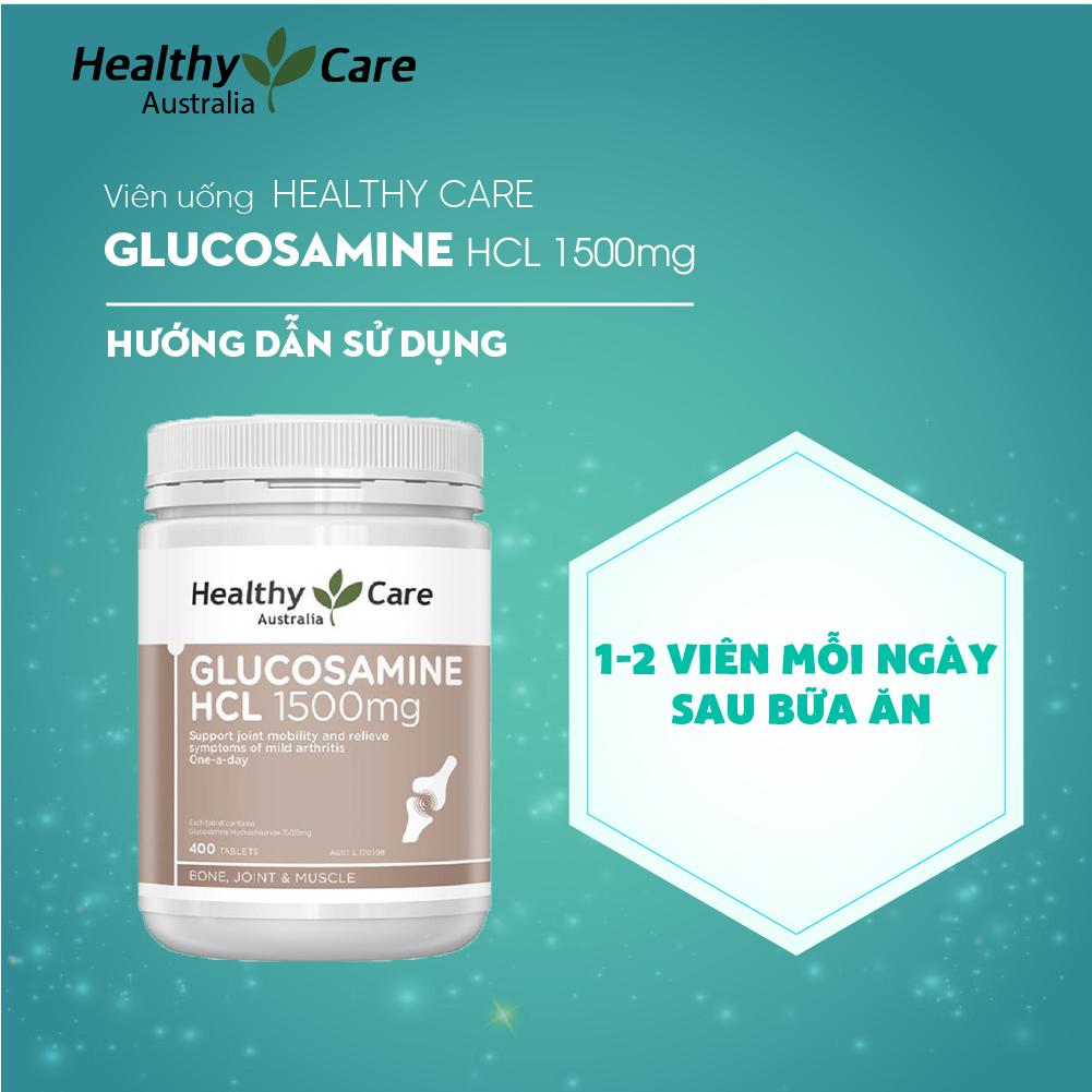 Viên Uống Glucosamine Healthy Care Giảm Đau Xương Khớp HCL 1500mg 400 Viên