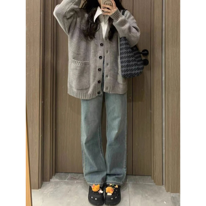 Áo Cardigan vặn thừng trơn 2 túi trước