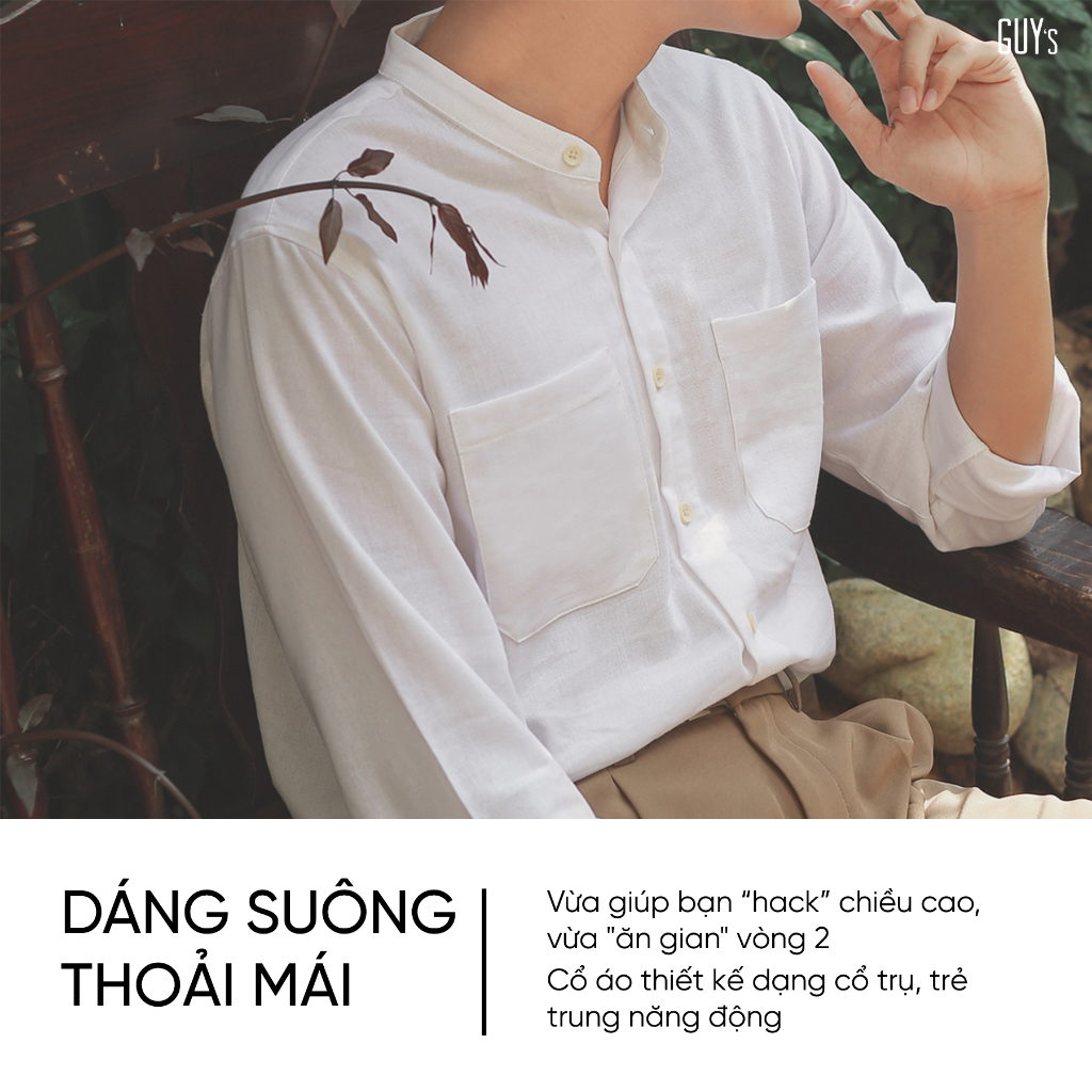 Áo sơ mi đũi dài tay cổ trụ Hey i just met you GUY's Closet, Cổ trụ, Nhiều màu