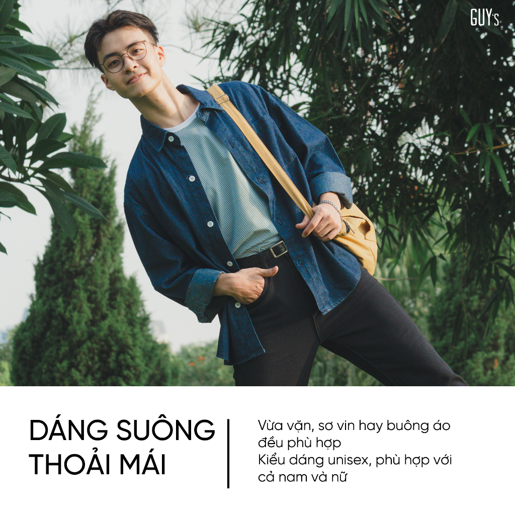 Áo Sơ Mi Denim Shirt GUY's Closet, Thiết kế trẻ trung, hiện đại, Chất liệu dày dặn, Nhiều màu
