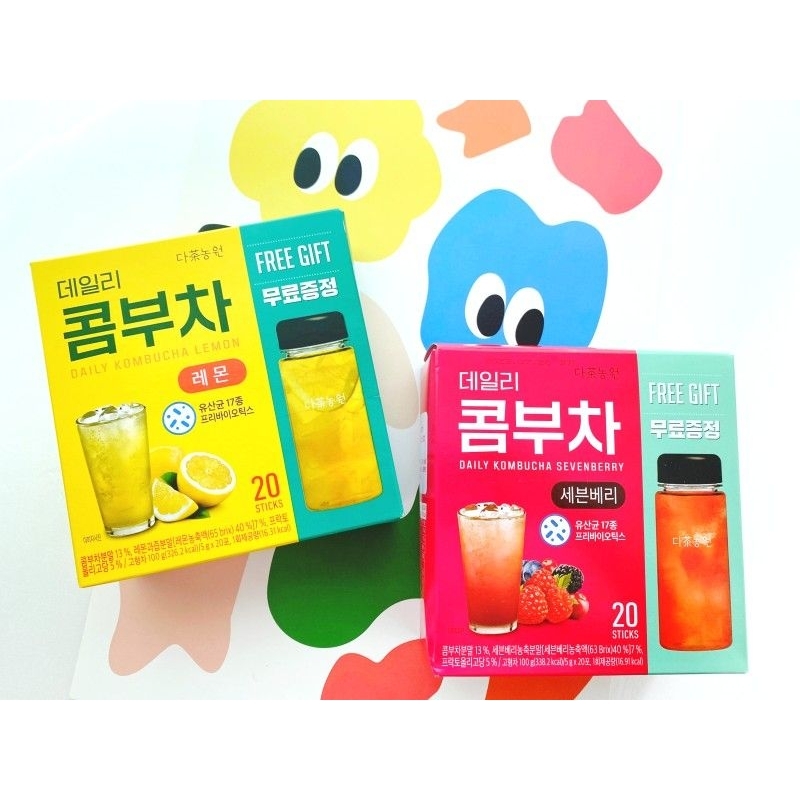 Trà Kombucha Danongwon Hàn Quốc hộp 20 gói tặng kèm 1 bình