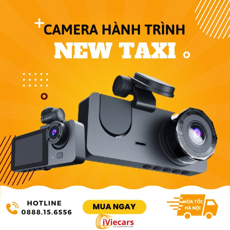 Camera hành trình ô tô New Taxi 3 mắt hình ảnh đảo chiều ghi hình tốc độ cao full HD 1080p hồng ngoại siêu nét