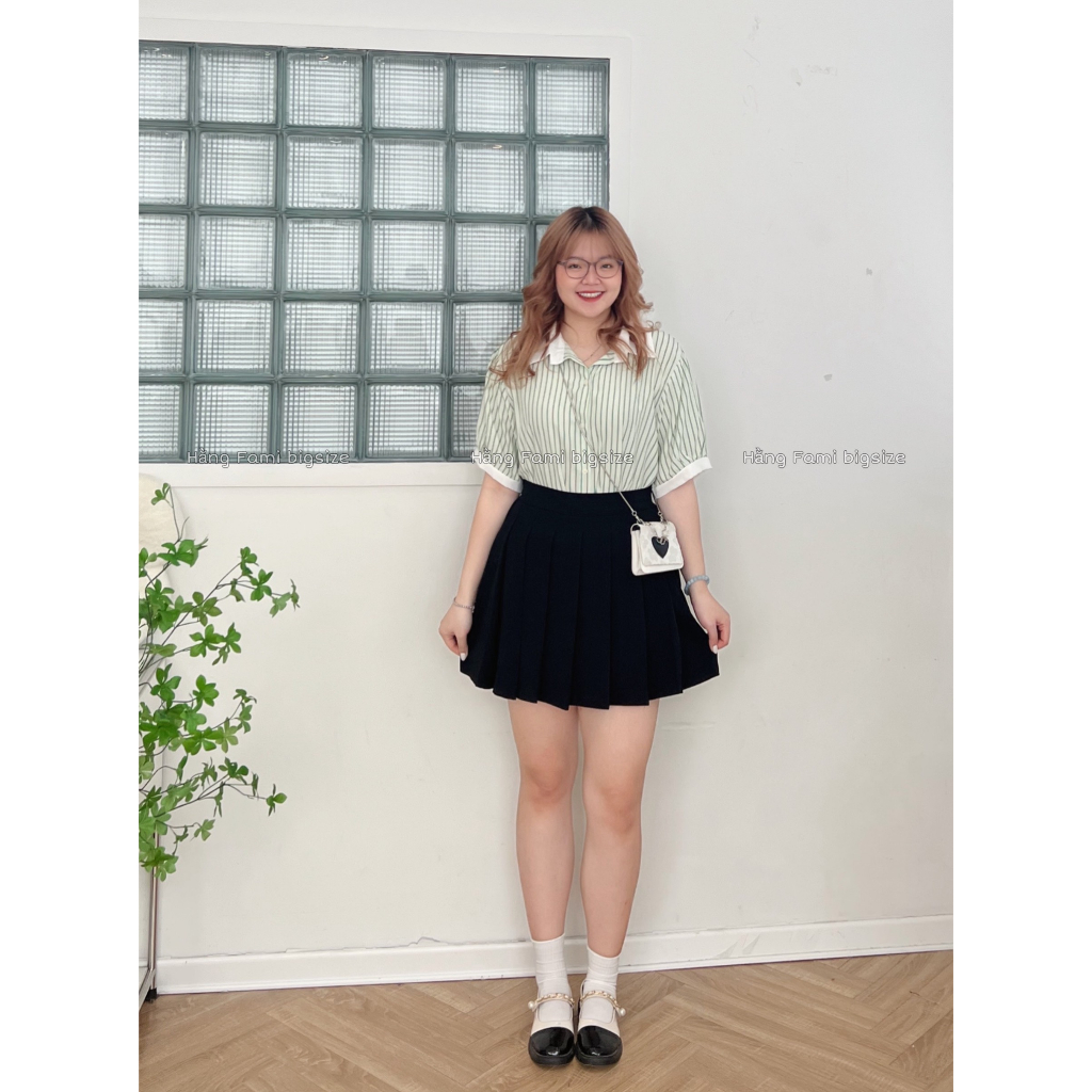 Áo sơ mi kẻ sọc dáng basic Bigsize