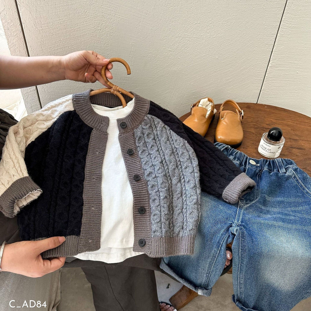 Áo cardigan len cho bé trai, áo cardigan thu đông EMBES KIDS 11kg - 31kg