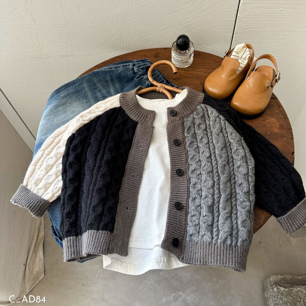 Áo cardigan len cho bé trai, áo cardigan thu đông EMBES KIDS 11kg - 31kg