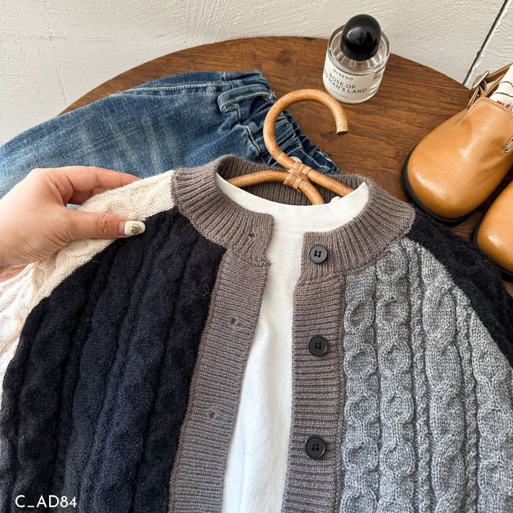 Áo cardigan len cho bé trai, áo cardigan thu đông EMBES KIDS 11kg - 31kg